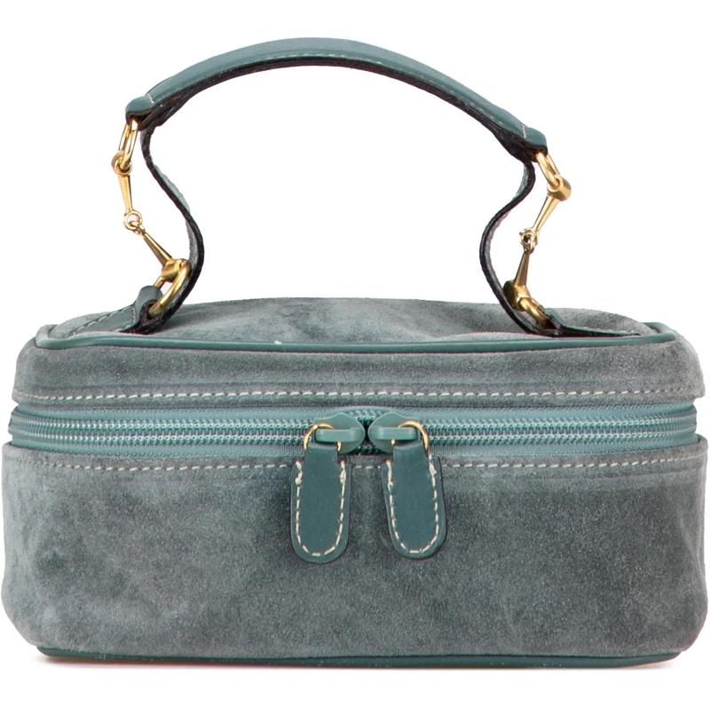 Gucci Nécessaire Suede Horsebit Vanity Bag blau