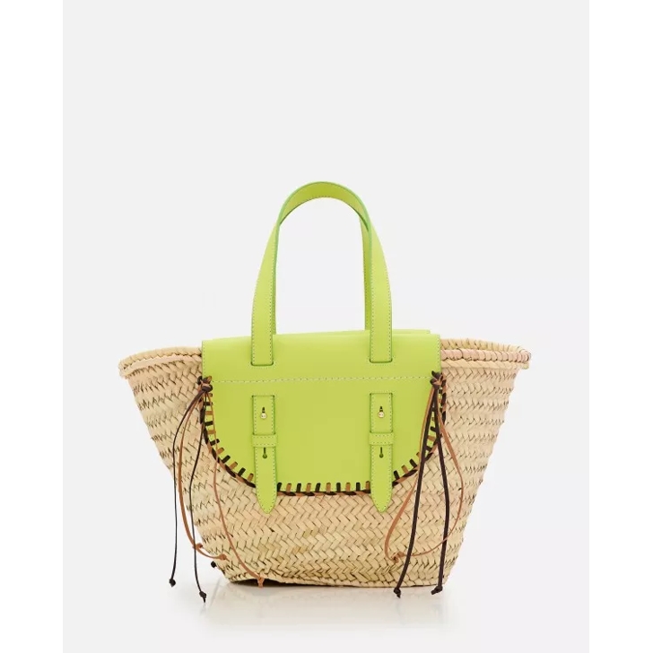 Cuba Lab Tropicana Straw And Leather Tote Bag Yellow | Tote