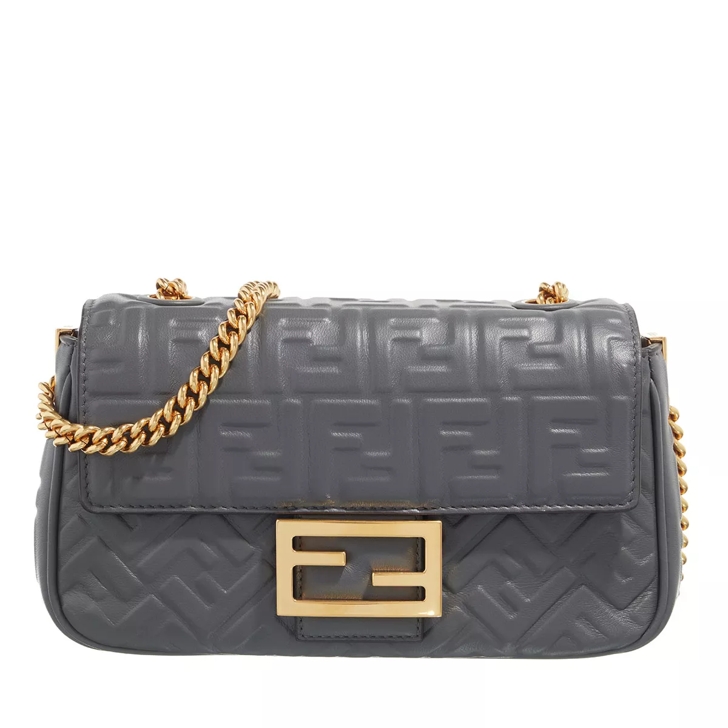 FENDI: Baguette Chain Midi bag in leather with embossed FF