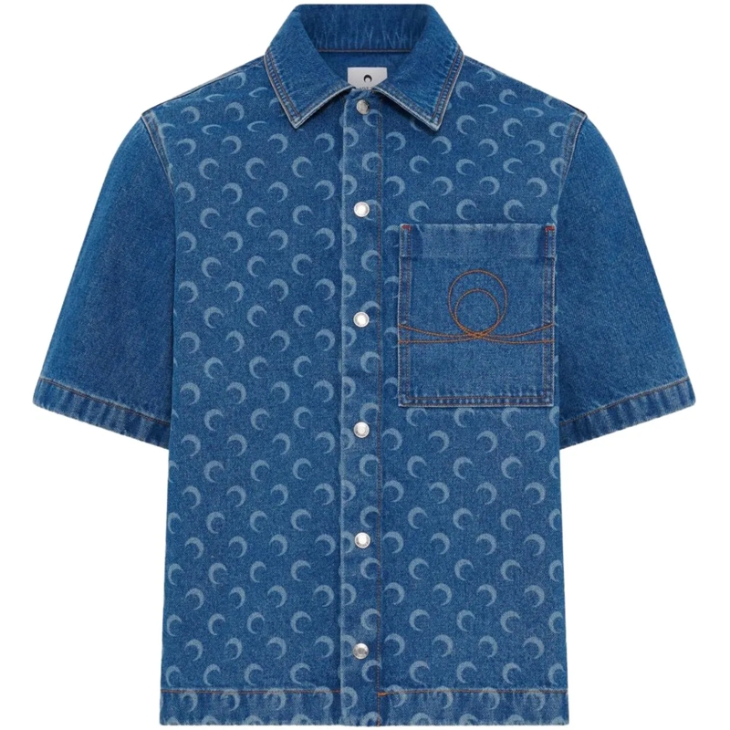 Marine Serre Legeres Oberteil Shirts Blue blau