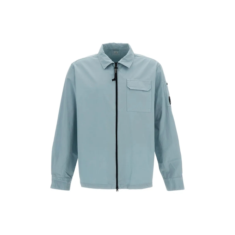 CP Company  Light Blue Organic Gabardine Shirt Jacket Blue