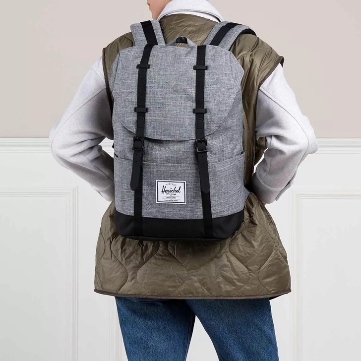 Herschel retreat shop backpack black crosshatch