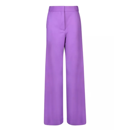 MSGM High-Waisted Virgin Wool Palazzo Trousers Purple Kostymbyxor