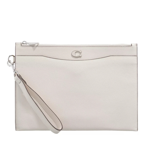 Coach Pouch Wristlet In Crossgrain Leather Chalk Tablethoes