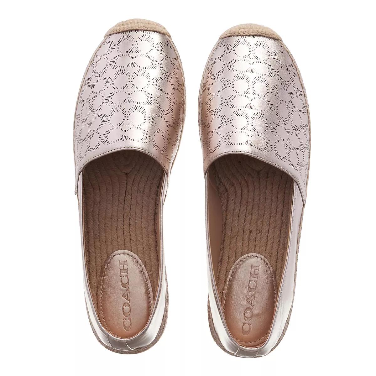 coach espadrilles, carley metallic leather espadrille en or - pour dames