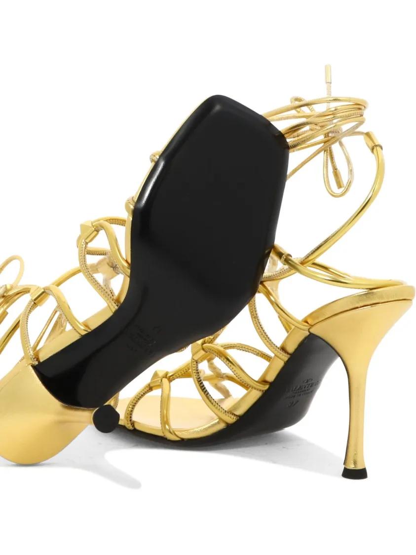 Thumbnail - Valentino Garavani Sandalen - Strappy Leather Sandals - Gr. 37 (EU) - in Gold - für Damen