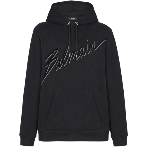 Balmain Sweatshirts Cotton Hooded Sweatshirt schwarz