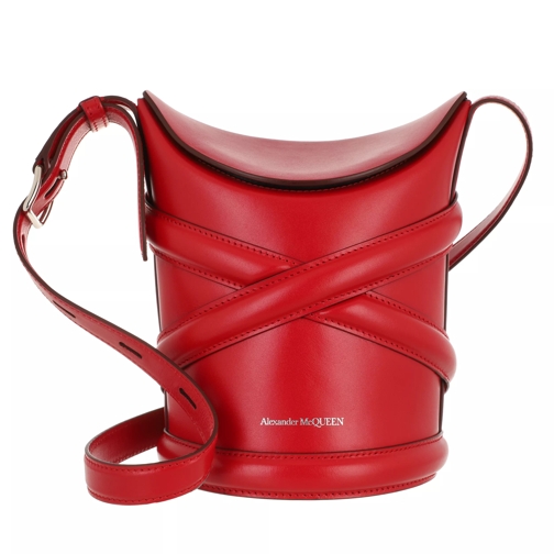Alexander McQueen The Curve Bucket Bag Leather Red Borsa a secchiello