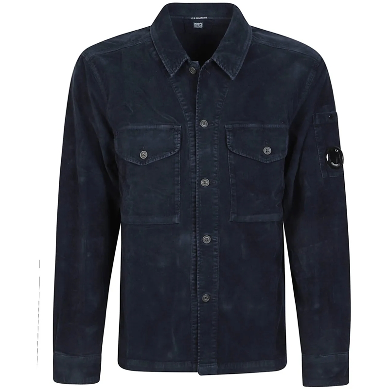 CP Company Doudoune Corduroy Overshirt Jacket Blue blau