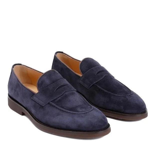 Brunello Cucinelli Loafers & Ballerinas - Dark Blue Suede Leather Loafers - Gr. 42 (EU) - in Blau - für Damen