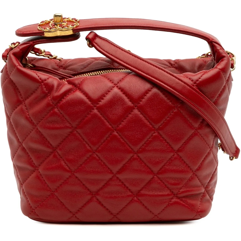 Chanel Sac à bandoulière Small Quilted Lambskin Perfect Meeting Hobo rot