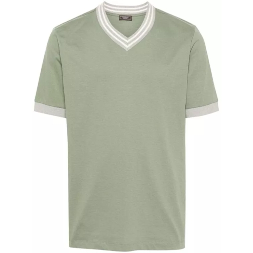 Peserico Green V-Neck Cotton T-Shirt Green 