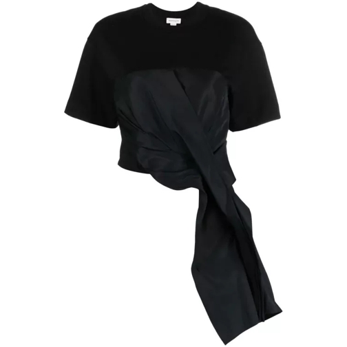 Alexander McQueen Black Hybrid Drape T-Shirt Black 