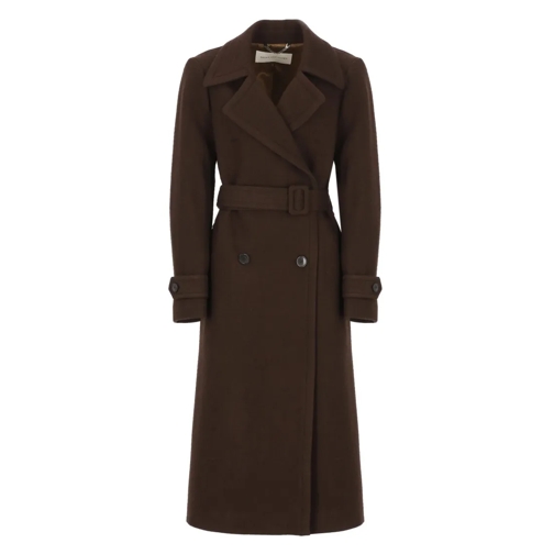 Dries Van Noten Bontjassen Double-Breasted Wool Coat Brown