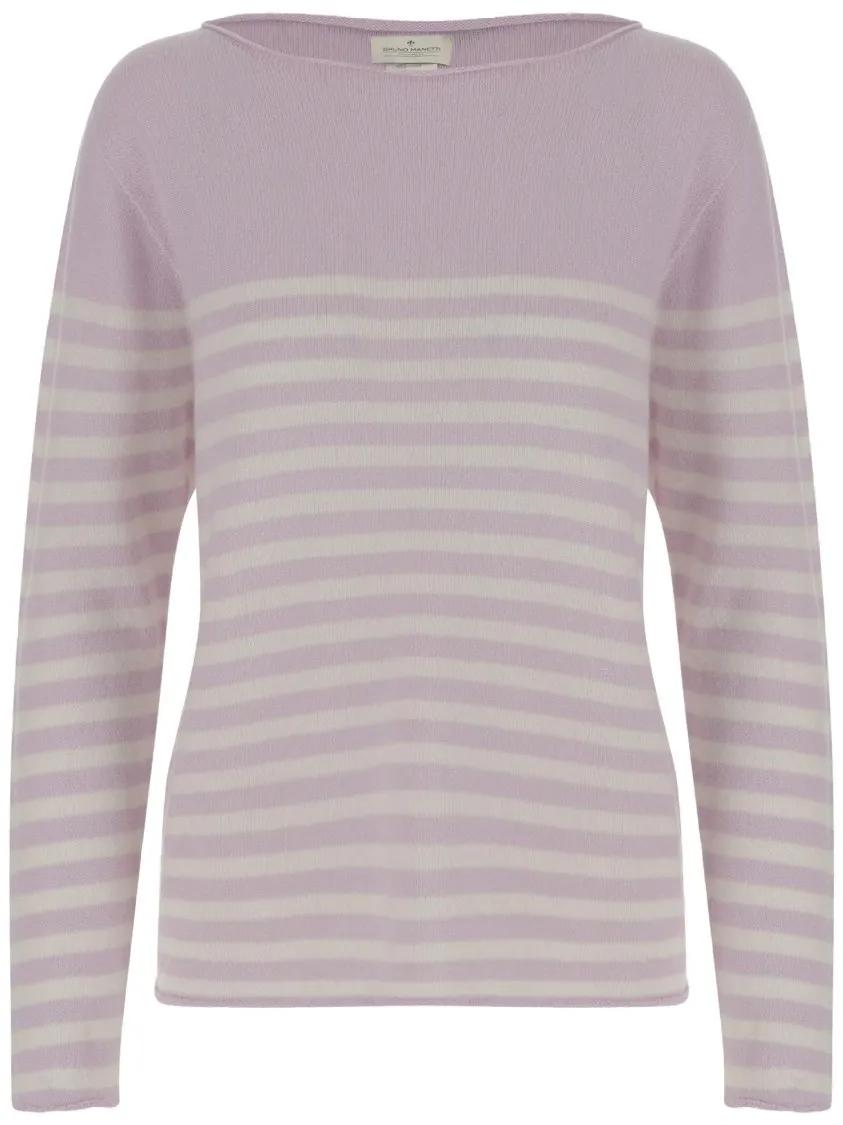 Thumbnail - BRUNO MANETTI - Cashmere Sweater With All-Over Striped Pattern - Größe 42 - pink