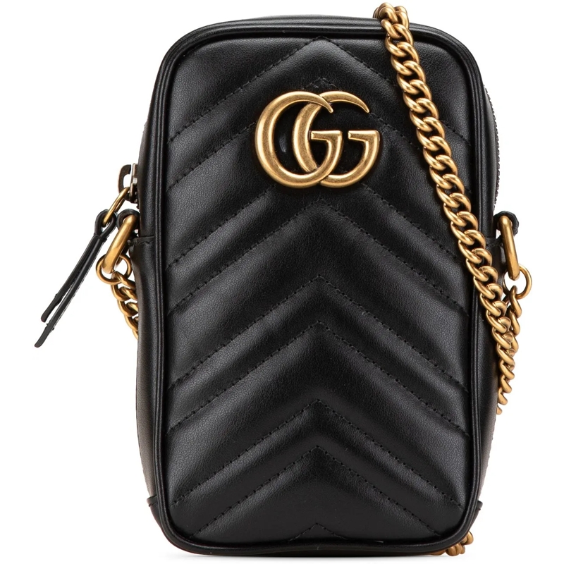 Gucci Schultertasche Mini GG Marmont Matelasse Leather Crossbody schwarz