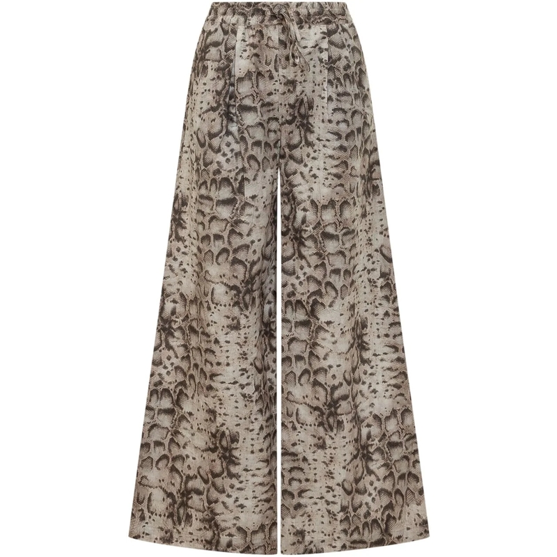 Pinko Jogginghose Pantalone a Gamba Ampia con Stampa beige