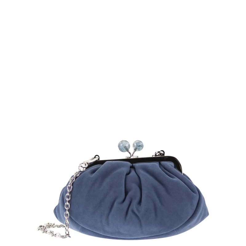 Max Mara Clutch Pasticcino Small Suede Clutch With Marbled Bead Cl Grey