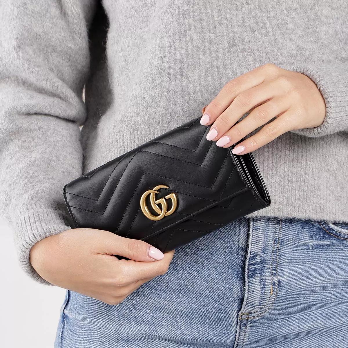 Gucci GG Marmont Continental Wallet Leather Black Kontinentalgeldborse