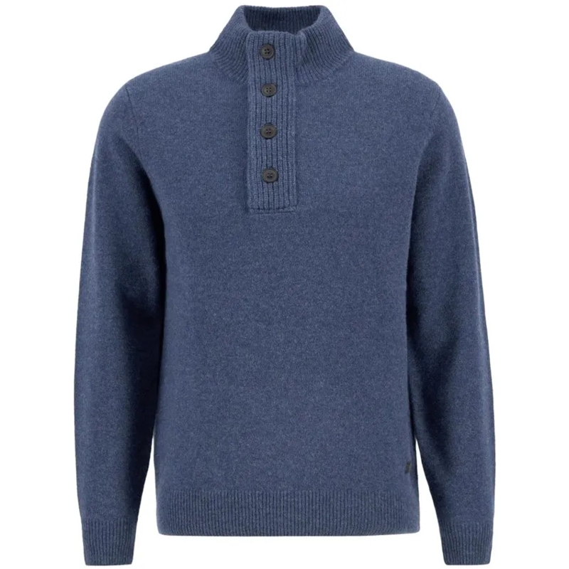 Barbour  Ribbed Funnel Neck Wool Sweater Grey