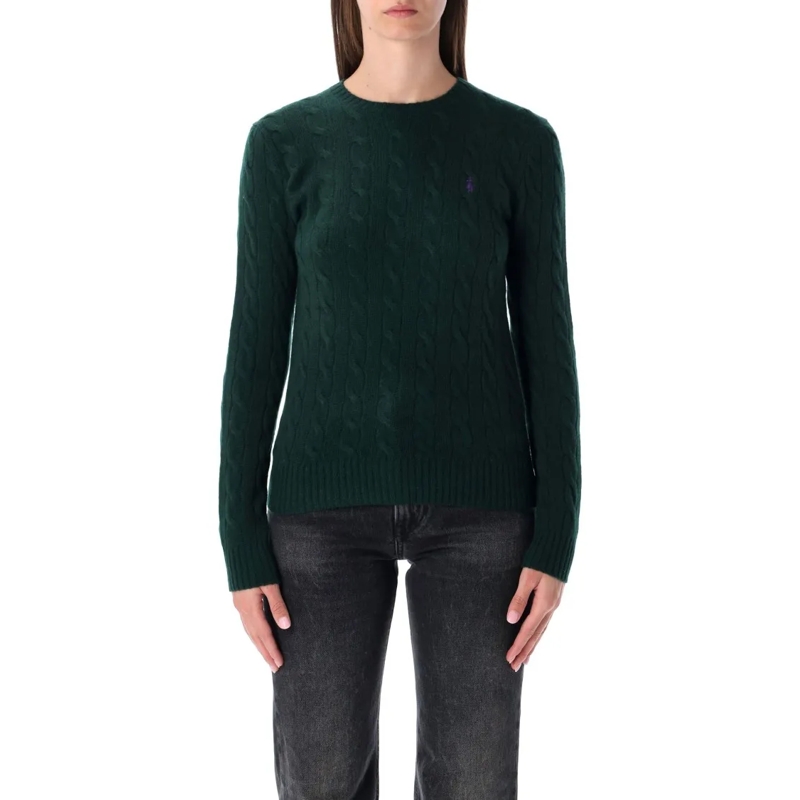 Polo Ralph Lauren Pullover Cable Knit Sweater With Crew Neckline And Embroide Black
