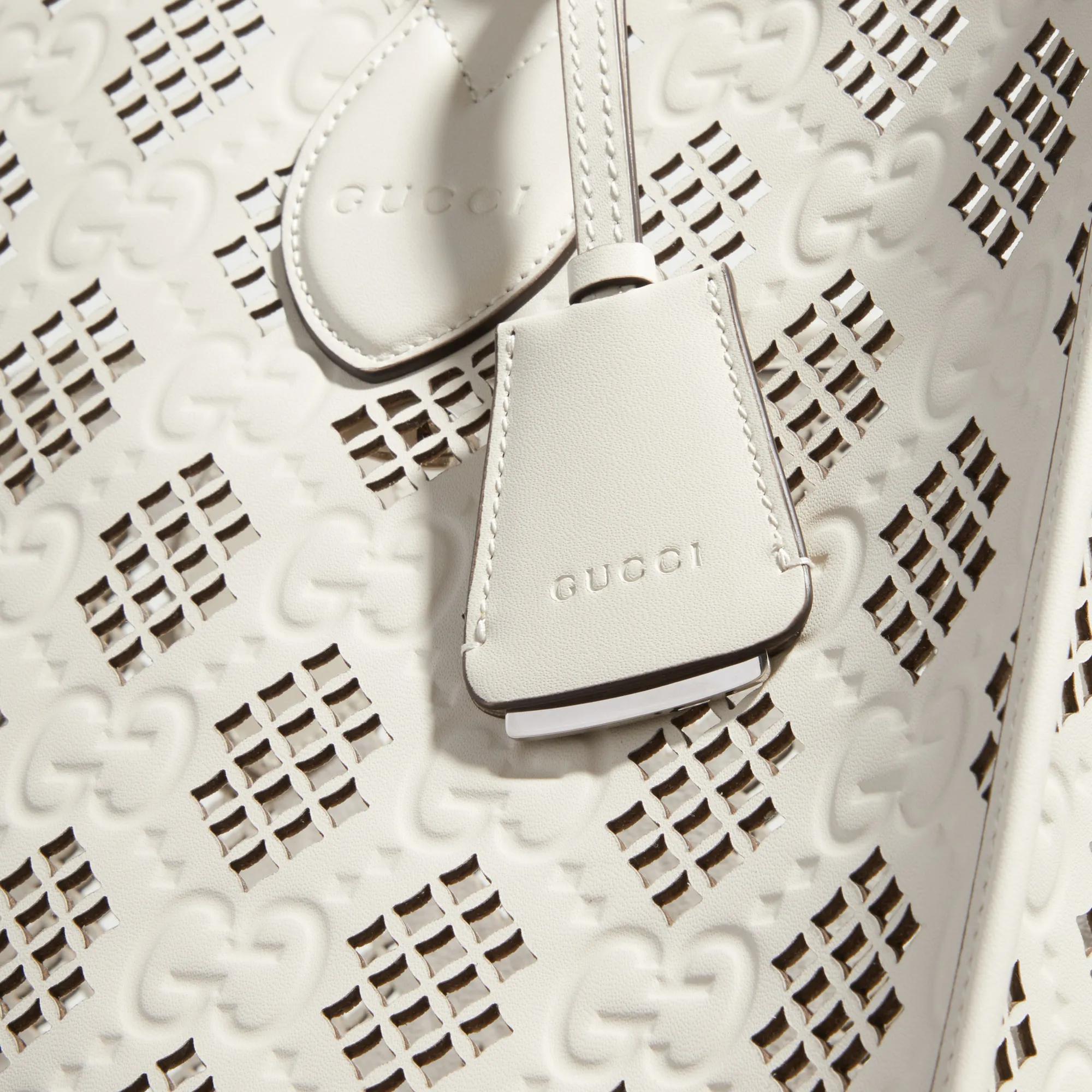 Gucci Shoppers & Totes Laser Cut Gg Leather Tote Bag in crème