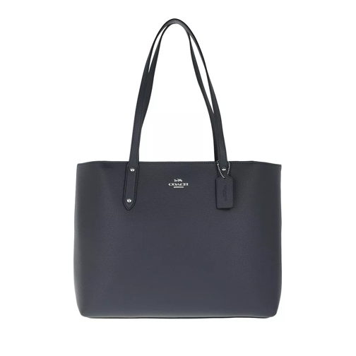Coach Polished Pebble Leather Central Tote Zip Midnight Navy Draagtas
