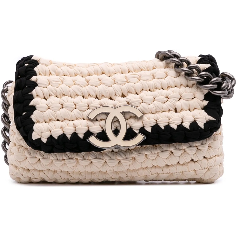 Chanel Sac à bandoulière Neoprene Fancy Crochet Flap weiß