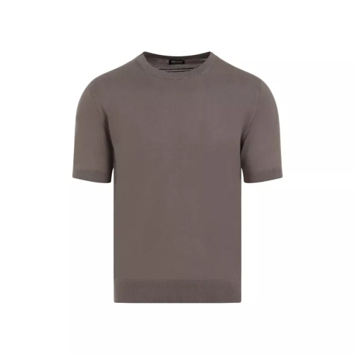 Zegna Dark Beige Cotton T-Shirt Brown 