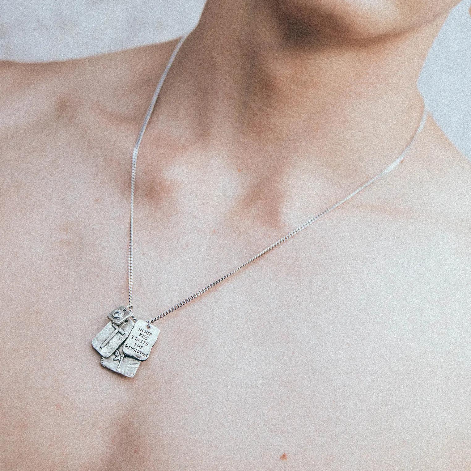 Thumbnail - Haze & Glory Halsketten - Halskette Kreuz Rose Topas - Kissed by a rose 925 - Gr. unisize - in Silber - für Damen