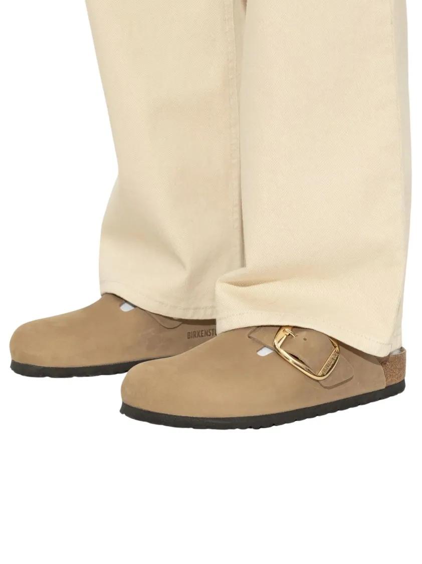 Thumbnail - Birkenstock Sandalen - Contoured Brown Slip-On Sandals With Gold-Tone Buc - Gr. 36 (EU) - in Braun - für Damen