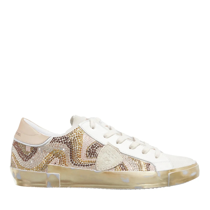 Philippe Model Low-Top-Sneaker Prsx Low Woman Optical Diamant Beige Or