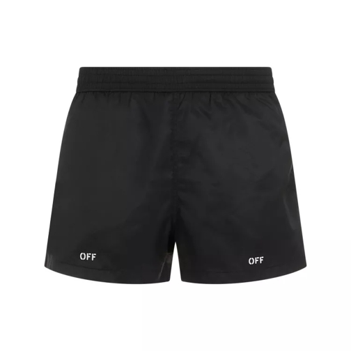 Off-White Stamp Black White Polyester Swim Shorts Black 