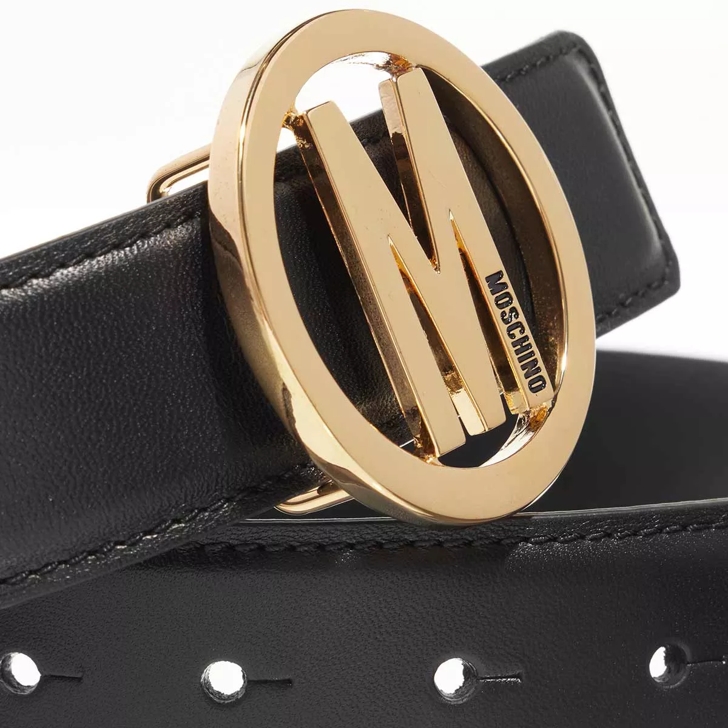 Moschino Logo Buckle Belt Smooth Leather Black/Gold