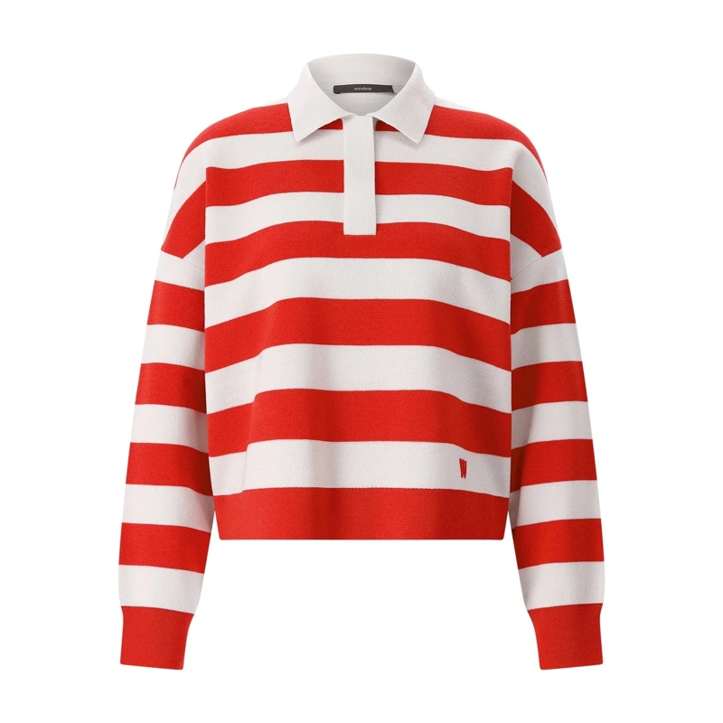 windsor. Pull Gestreifter Pullover rot