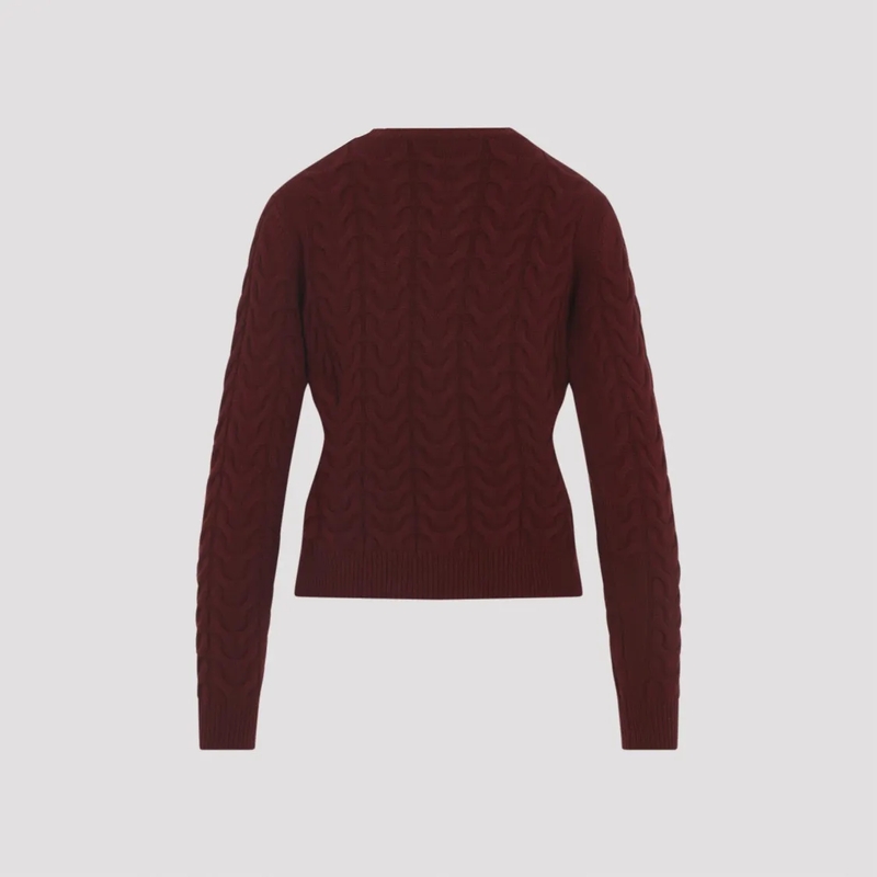 Max Mara Pullover Cable Knit Cashmere Sweater In Deep Burgundy Burgundy(Image 2)