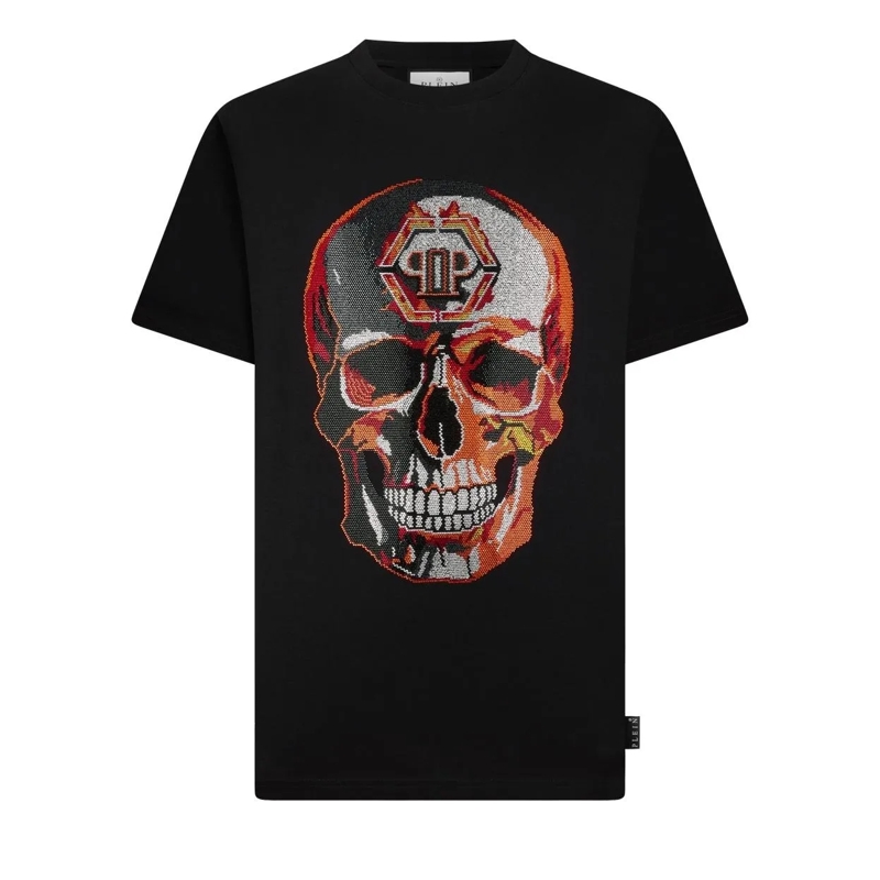Philipp Plein T-Shirt Round Neck T-Shirt Lava Skull Stones schwarz