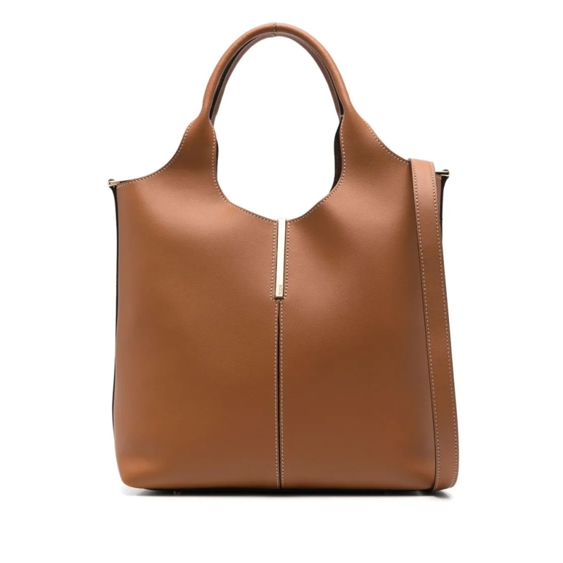 Tod's Fourre-tout Spacious Calfskin Leather Tote Bag Brown