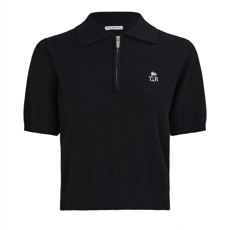 True Religion Pullover Poloshirt schwarz