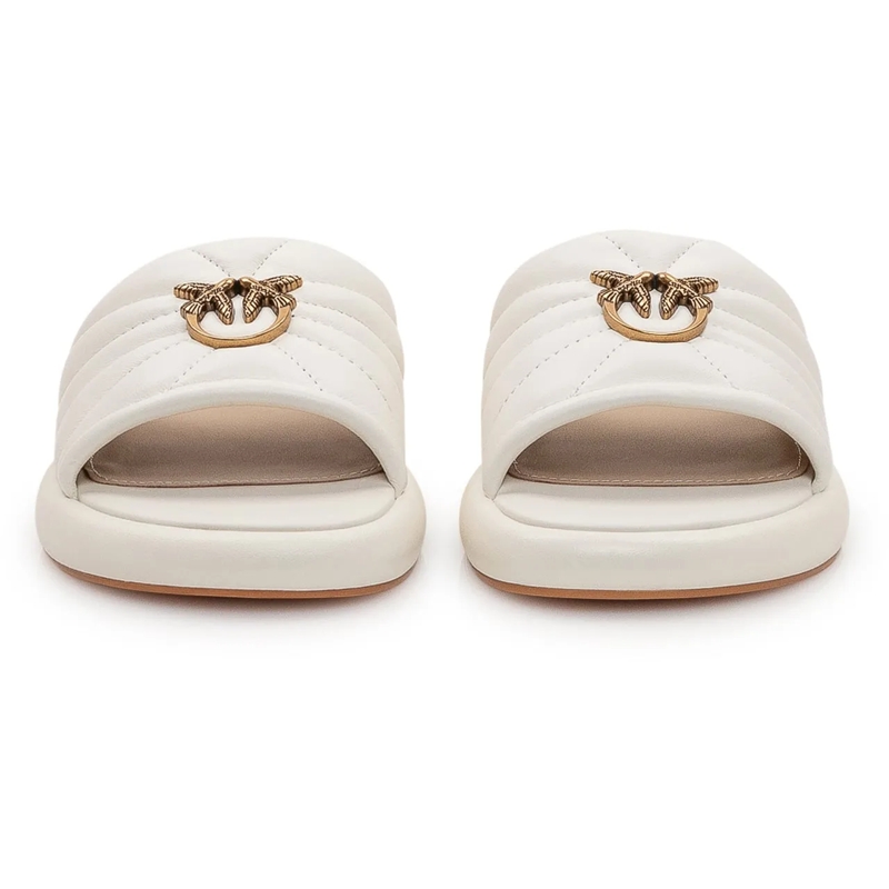 Pinko Slides Ciabatta in pelle imbottita con dettaglio logo weiß(Image 2)