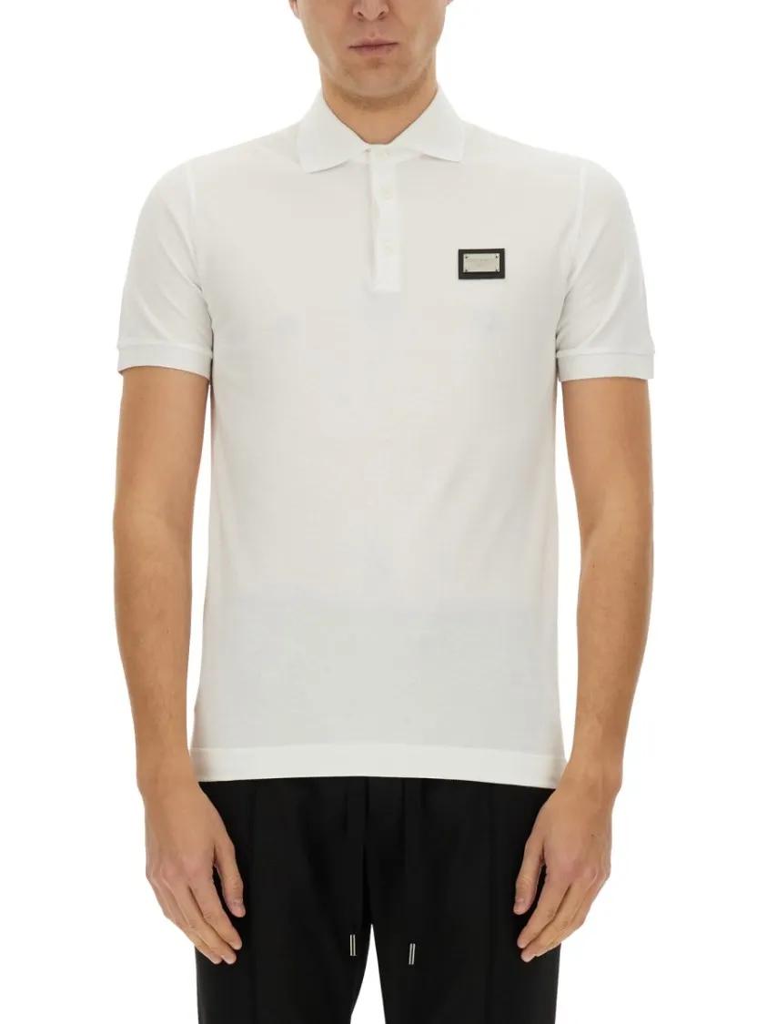 Thumbnail - Dolce&Gabbana - Polo With Logo - Größe 50 - weiß