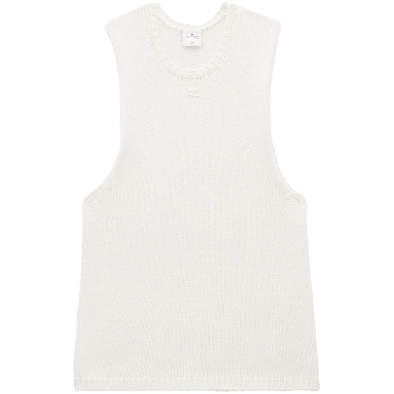 Courrèges Trui Crew Neck Sweater With Logo Patch White