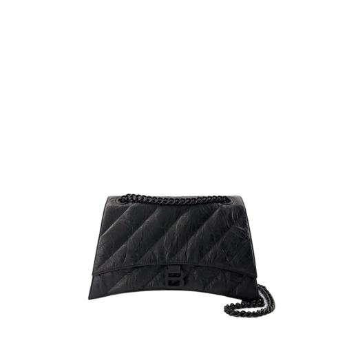 Balenciaga Crush Chain M Shoulder Bag - Leather - Black Black Axelremsväska