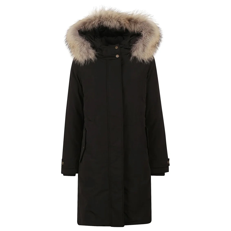 Woolrich Parka Elongated Polyamide Parka With Plush Fur-Lined Hoo Black
