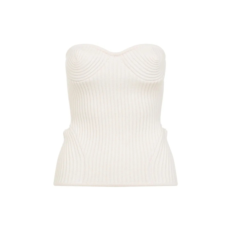 Jean Paul Gaultier Elegantes Top Soft Merino Wool Top White