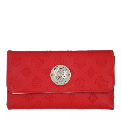 Guess Dayane Pocket Trifold Wallet Red Portafoglio con patta
