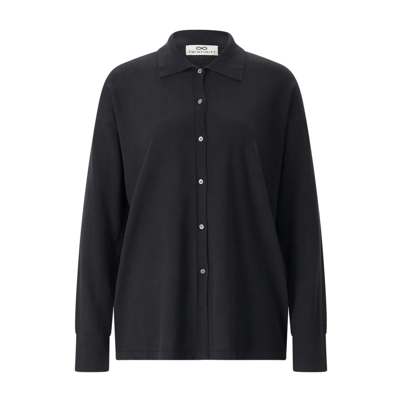Sminfinity Bluse Hemdbluse aus Leinenmix schwarz(Image 4)