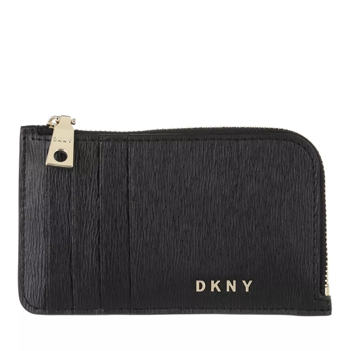 DKNY Bryant Zip Card Holder Black Gold Kaartenhouder