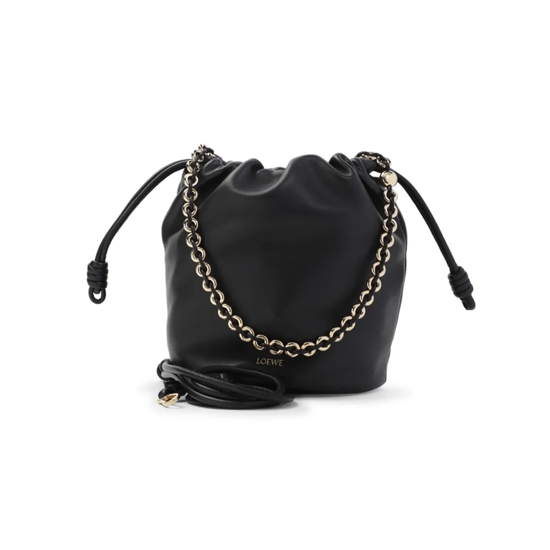 Loewe Bucket Bag Shoulder Bag In Black Lambskin And Calfskin Leathe Black