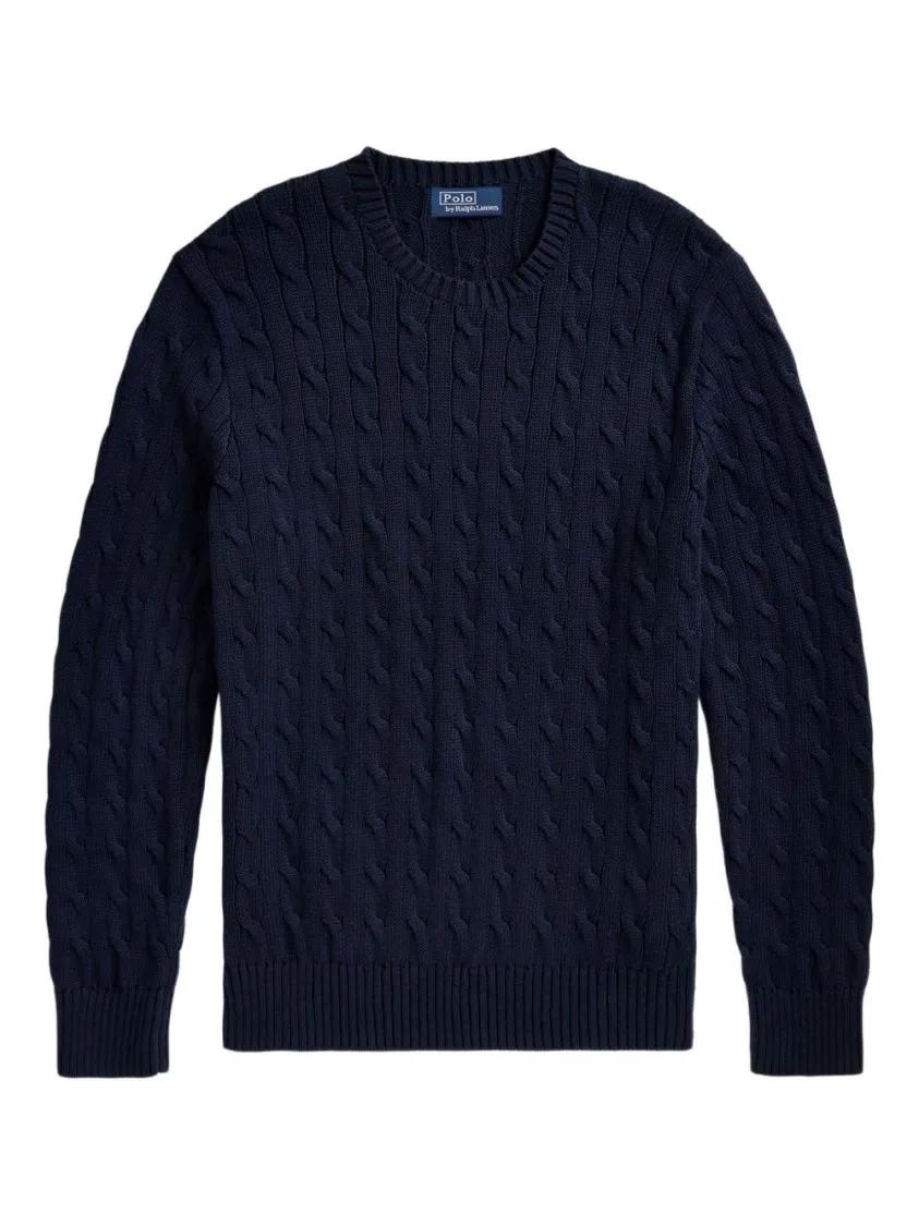 Thumbnail - Polo Ralph Lauren - Long-Sleeved Navy Pullover With Textured Design - Größe XL - blau